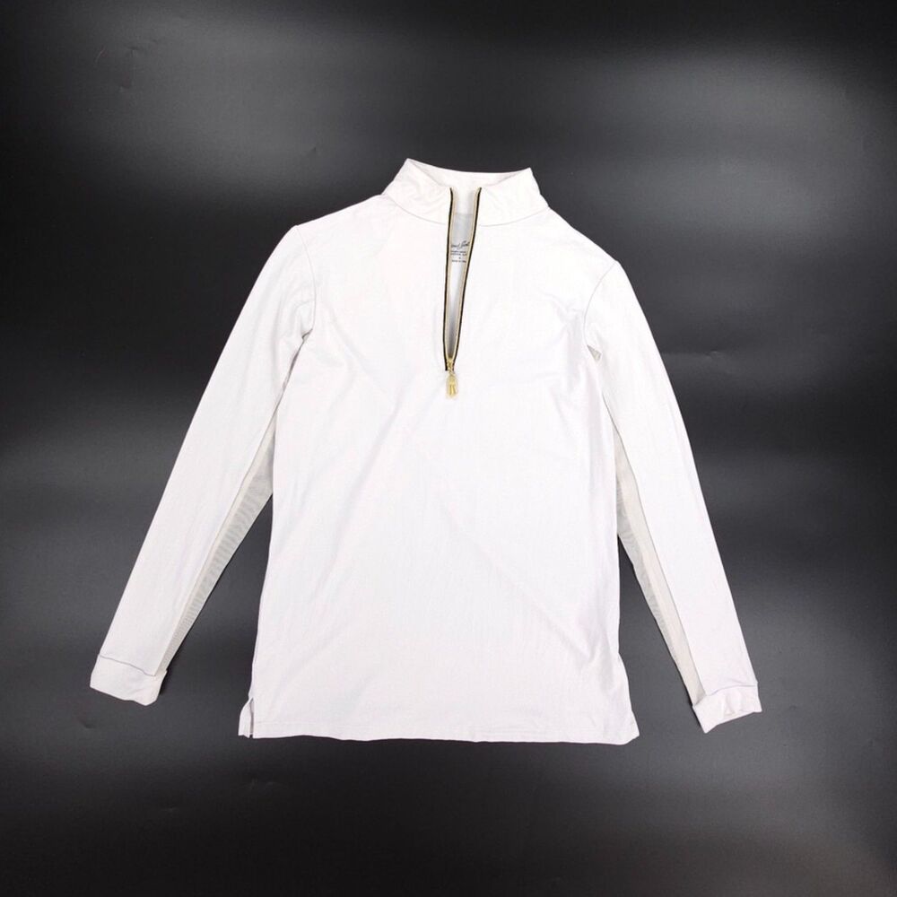 THE TAILORED SPORTSMAN Sun Shirt Quarter Zip Mesh Long Sleeve Equestrian White